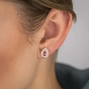0.5 Carat Pink Topaz Pear and Diamond Stud Earrings in 9ct Rose Gold