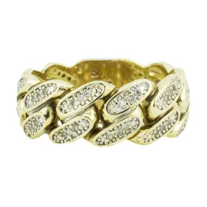 0.50ctw Diamond Accented Cuban Gents Ring in 10K Yellow Gold -Size 9.5