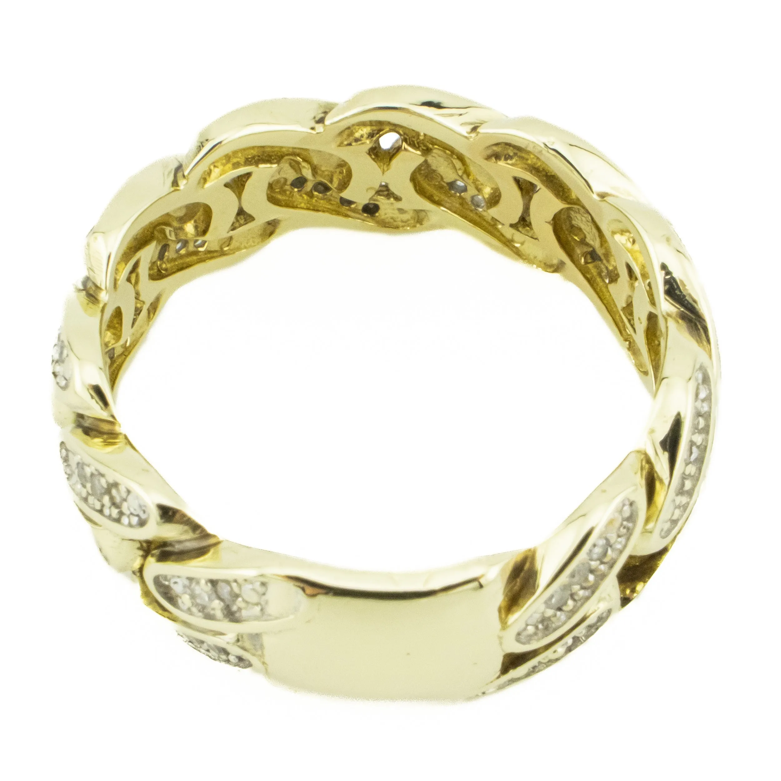 0.50ctw Diamond Accented Cuban Gents Ring in 10K Yellow Gold -Size 9.5