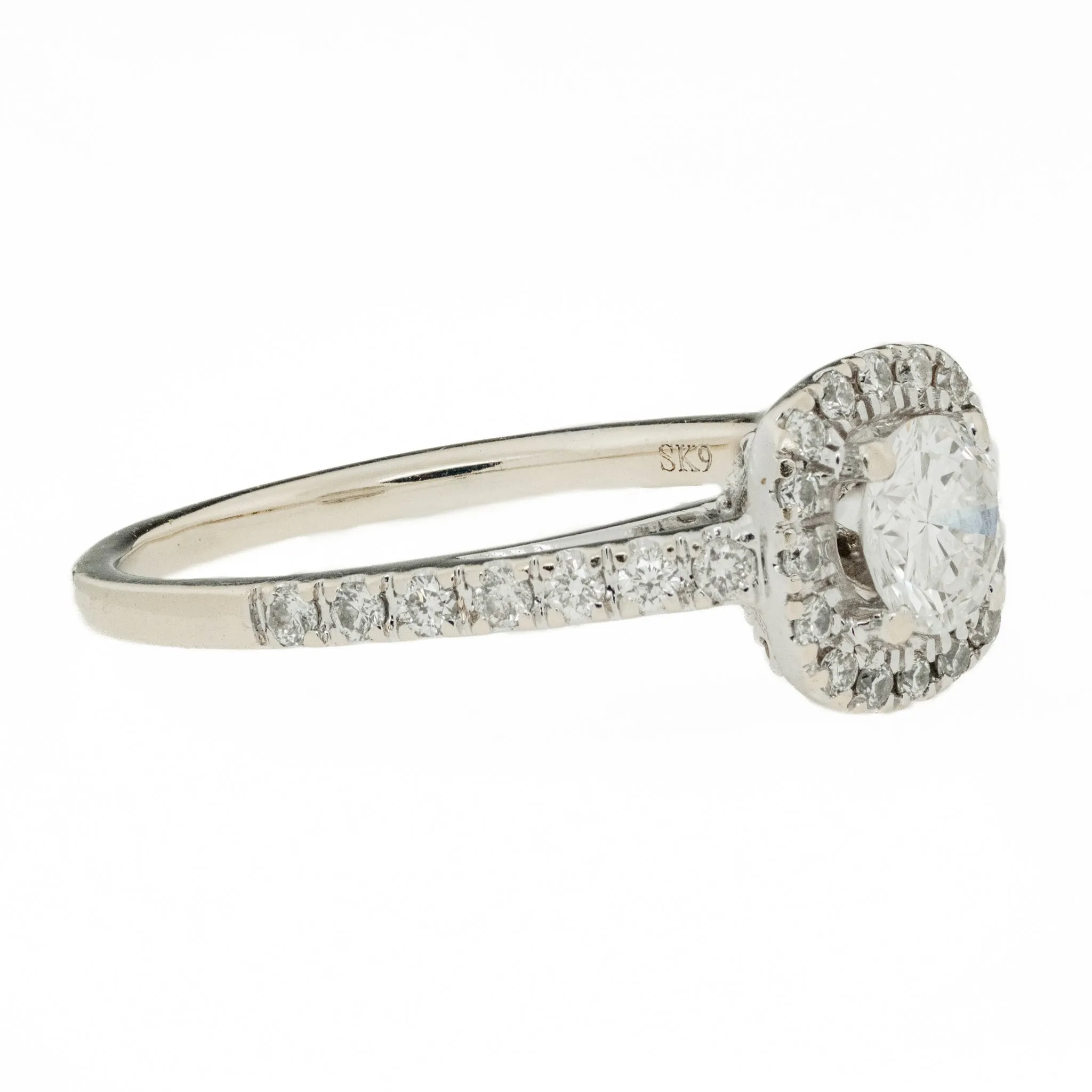 0.50ctw I1/F Round Brilliant Diamond and 0.30ctw Diamond Accented Engagement Ring in 14K White Gold - Size 6