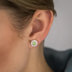 0.60 Carat Peridot and Diamond Stud Earrings in 9ct Yellow Gold