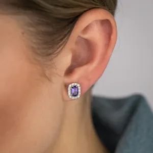 1.08 Carat Amethyst and Diamond Stud Earrings in 9ct Yellow Gold