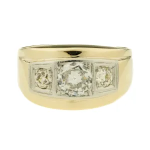 1.30ctw Gent's Diamond Ring in 14K Two Tone Gold - Size 10.25
