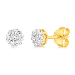 1/4 Carat Diamond Stud Earrings in 9ct Yellow Gold