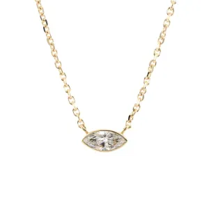 1.41ct Lab-Grown Marquise Diamond Bezel Pendant, 18  14K Yellow Gold