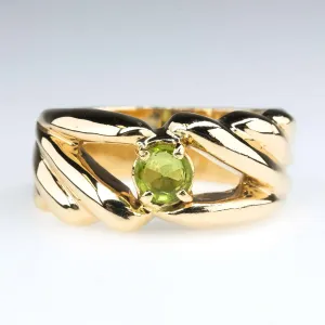 14K Yellow Gold 0.54ct Round Peridot Solitaire Gemstone Ring Size 8