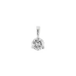 .15CT Round Diamond Pendant, 3 Prong - 14K White Gold