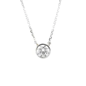 1.88ct Lab-Grown Round Diamond Bezel Pendant, 18  14K White Gold