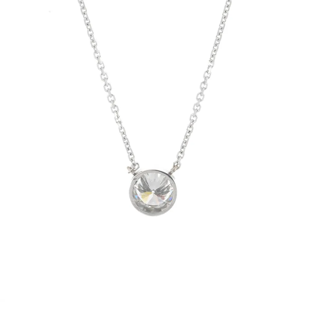 1.88ct Lab-Grown Round Diamond Bezel Pendant, 18  14K White Gold