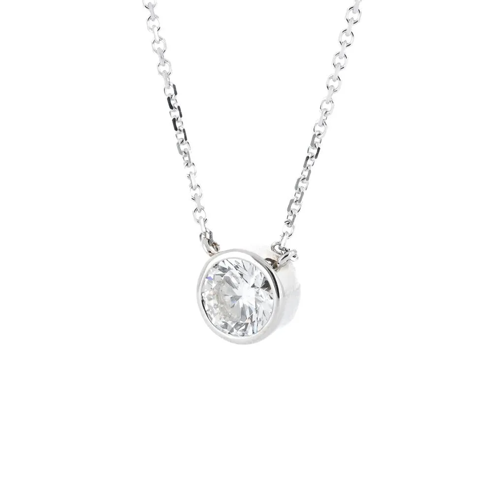 1.88ct Lab-Grown Round Diamond Bezel Pendant, 18  14K White Gold