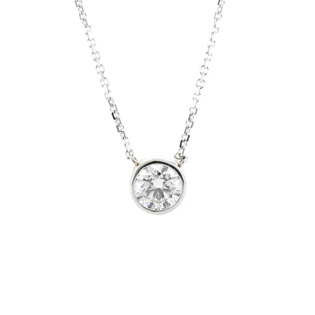 1.88ct Lab-Grown Round Diamond Bezel Pendant, 18  14K White Gold