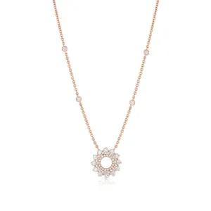 18K ROSE GOLD DIAMOND ROUND WREATH NECKLACE