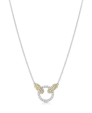 18k White And Yellow Gold Diamond Circle And Oval Necklace