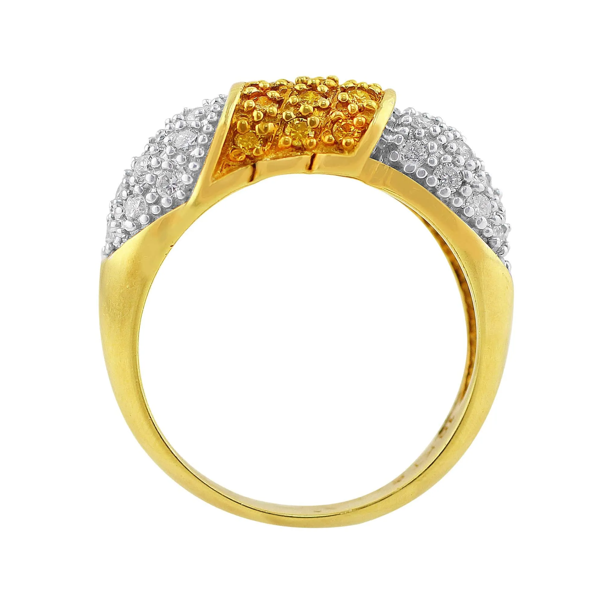 18k White Yellow Gold Pav Yellow and White Diamond Ring