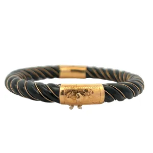 1970s 18KT Yellow Gold Nephrite Jade Bangle Bracelet