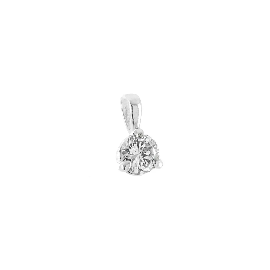 .22CT Round Diamond Pendant, 3 Prong - 14K White Gold