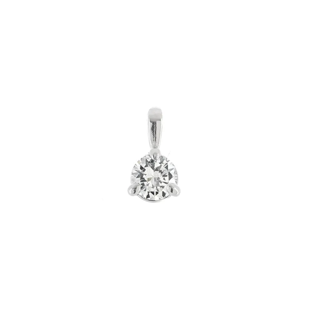 .22CT Round Diamond Pendant, 3 Prong - 14K White Gold