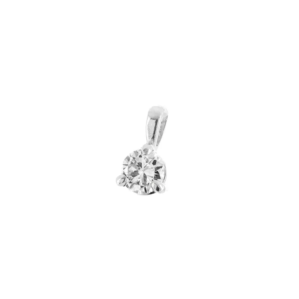 .22CT Round Diamond Pendant, 3 Prong - 14K White Gold