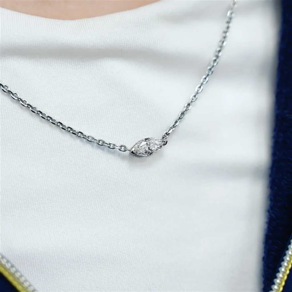 .70CT Marquise Diamond Pendant, East/West Set - 14K White Gold