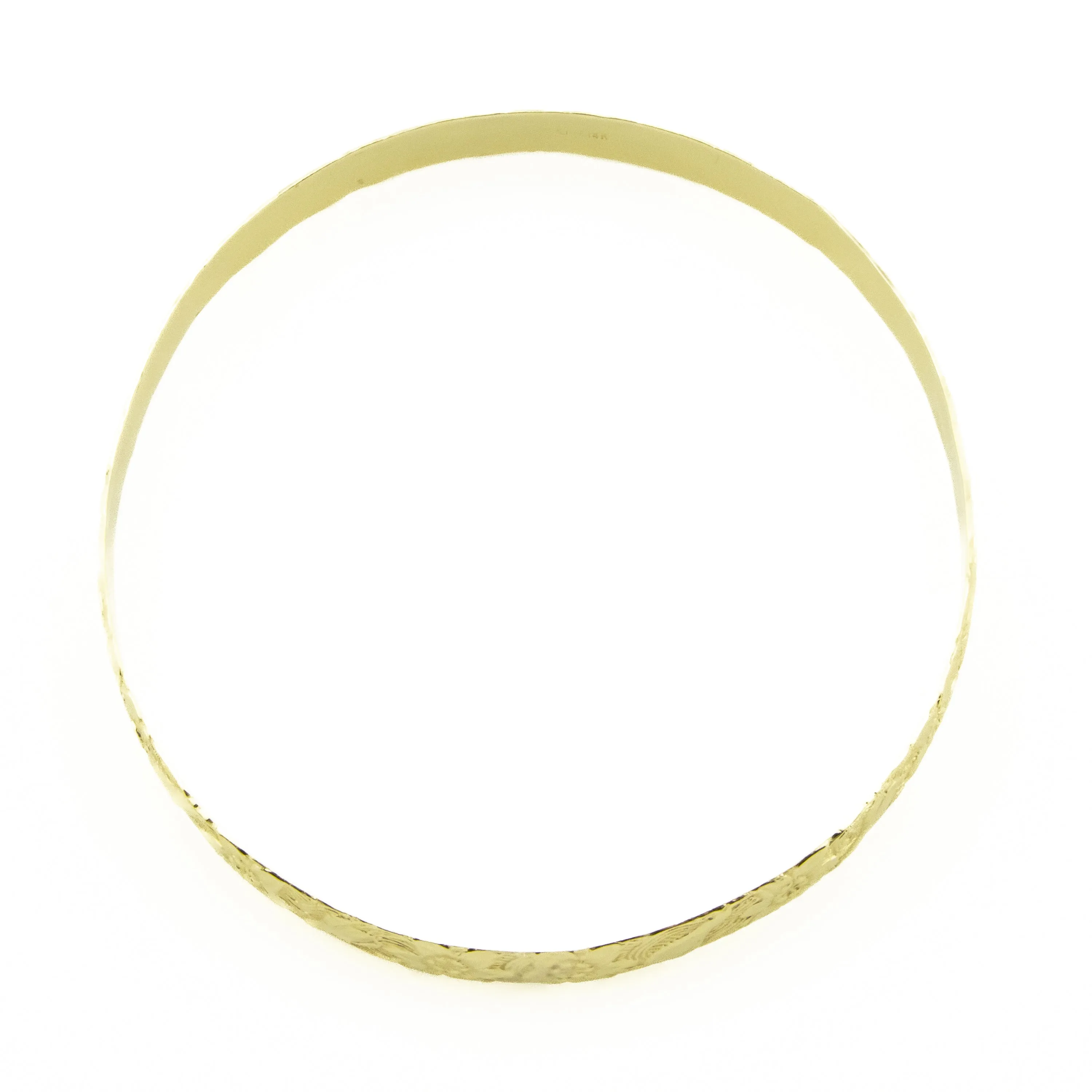 7mm Floral Fashion Bangle 8" Bracelet in 14K Yellow Gold