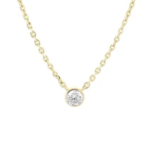 .81ct Lab-Grown Round Diamond Bezel Pendant, 18  14K Yellow Gold