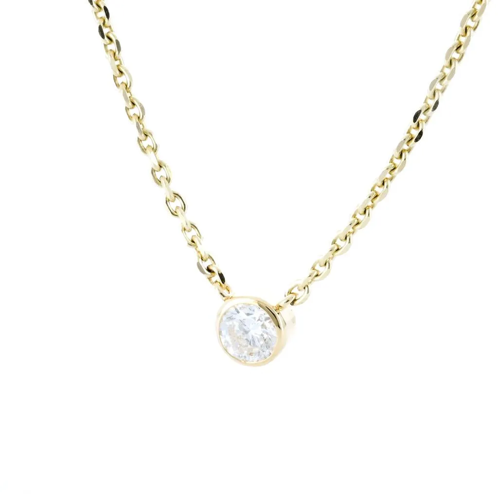 .81ct Lab-Grown Round Diamond Bezel Pendant, 18  14K Yellow Gold