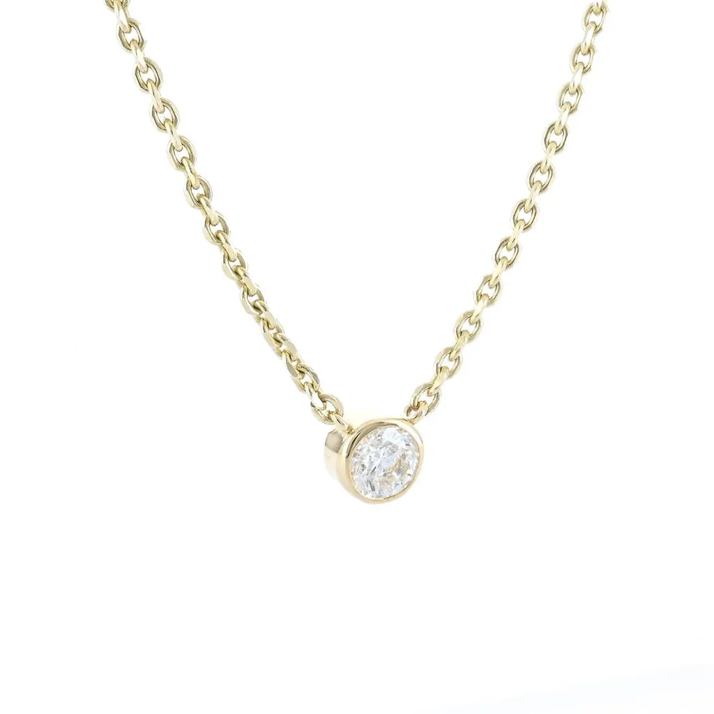 .81ct Lab-Grown Round Diamond Bezel Pendant, 18  14K Yellow Gold