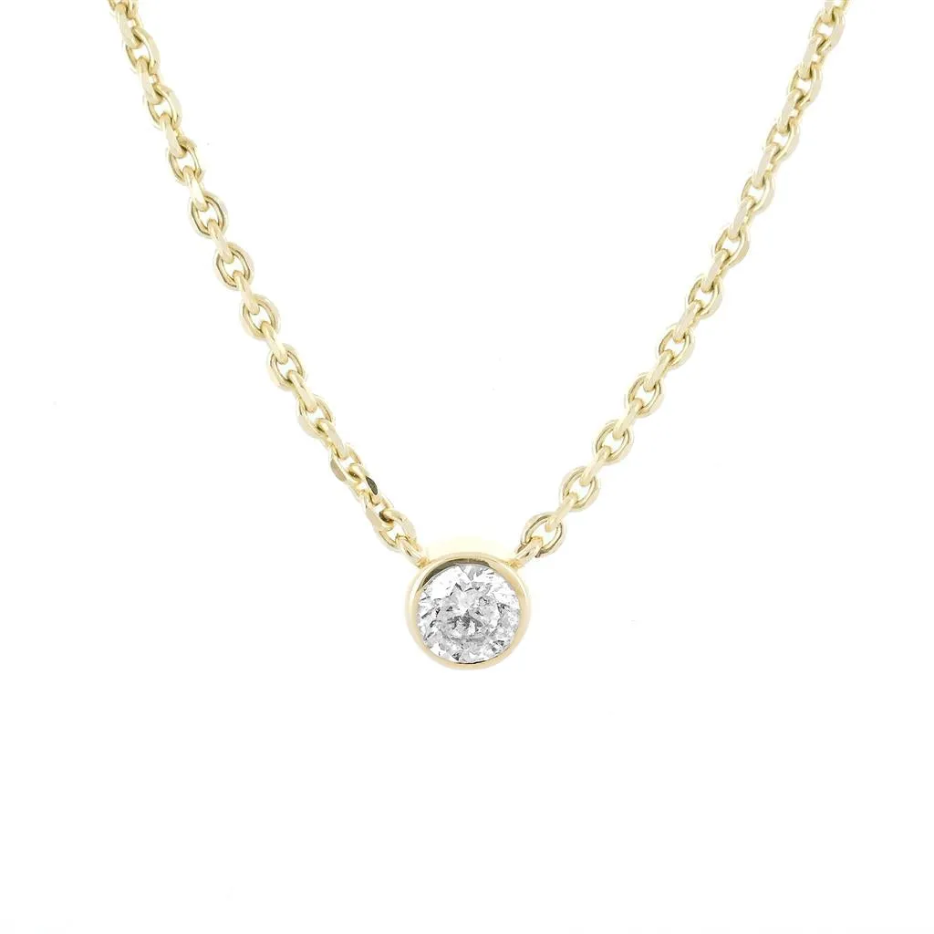 .81ct Lab-Grown Round Diamond Bezel Pendant, 18  14K Yellow Gold