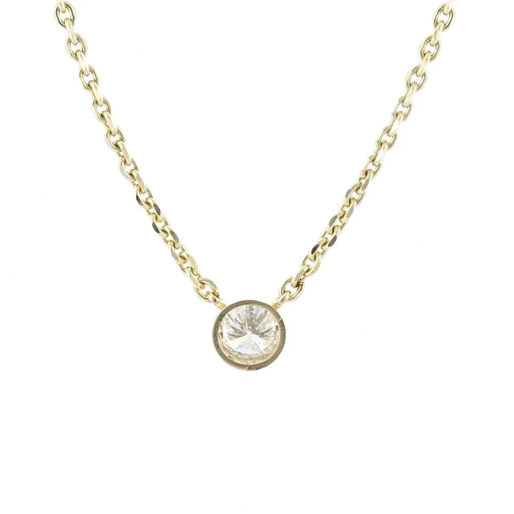 .81ct Lab-Grown Round Diamond Bezel Pendant, 18  14K Yellow Gold