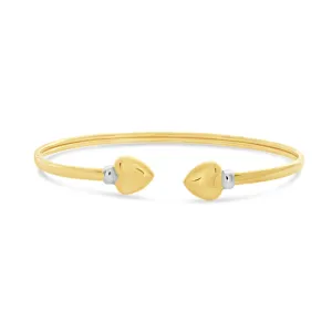 9ct Two-Tone Gold Filled Heart Cuff Bangle