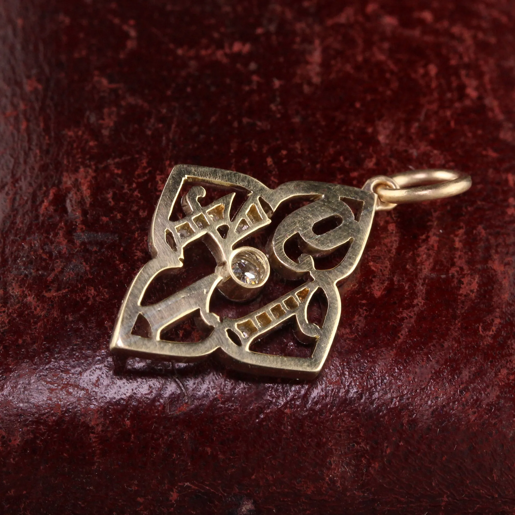 Antique Edwardian Platinum and 18K Yellow Gold 1914 Date Charm Pendant