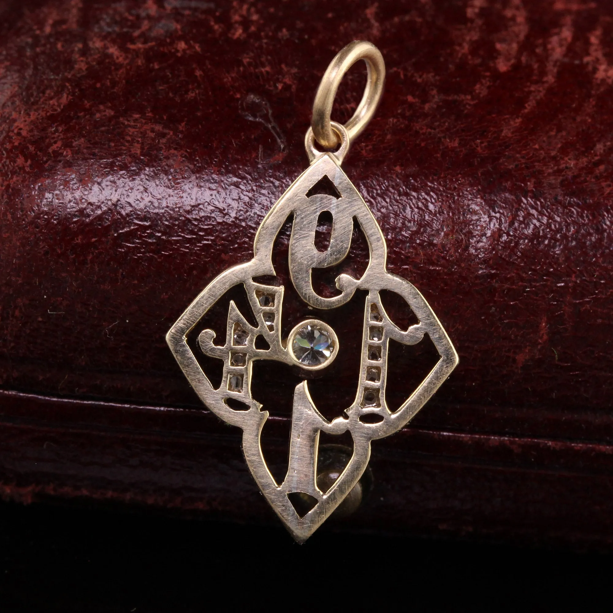 Antique Edwardian Platinum and 18K Yellow Gold 1914 Date Charm Pendant