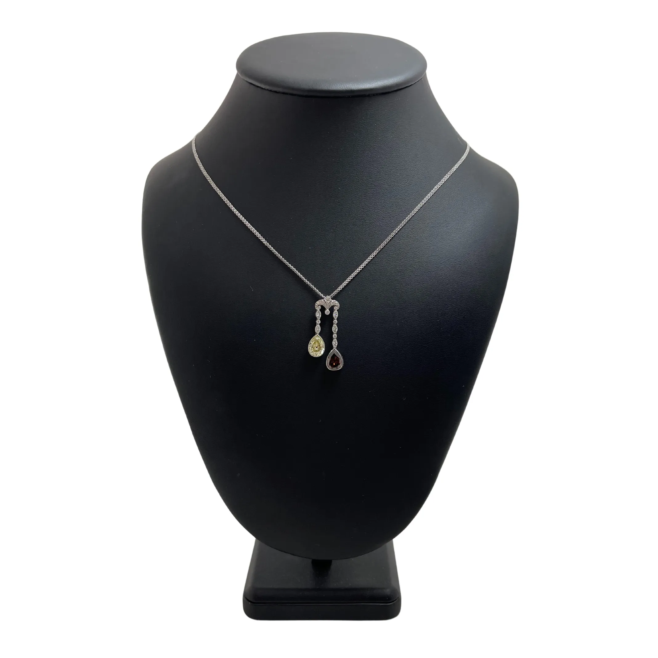 Art Deco 1.80ct Fancy Yellow and 1.54ct Fancy Brown Diamond pendant in Platinum C.1925 - GIA certified