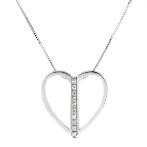 Bliss Diamond 18k White Gold Heart Necklace