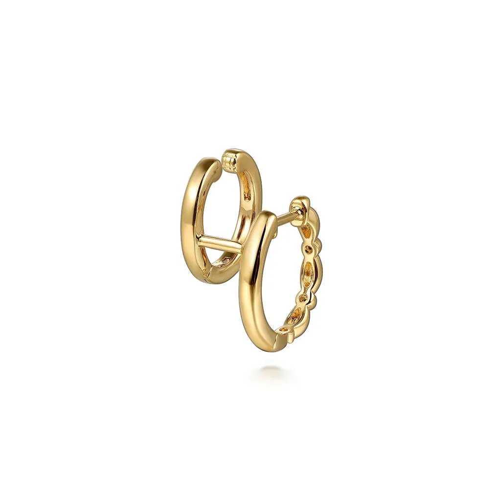 Bujukan Huggie Cuff Earrings - 14K Yellow Gold