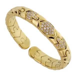 Bulgari Parentesi Diamond Gold Cuff Bracelet