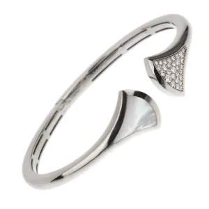 Bvlgari Divas Dream Diamond Mother of Pearl 18k White Gold Cuff Bangle