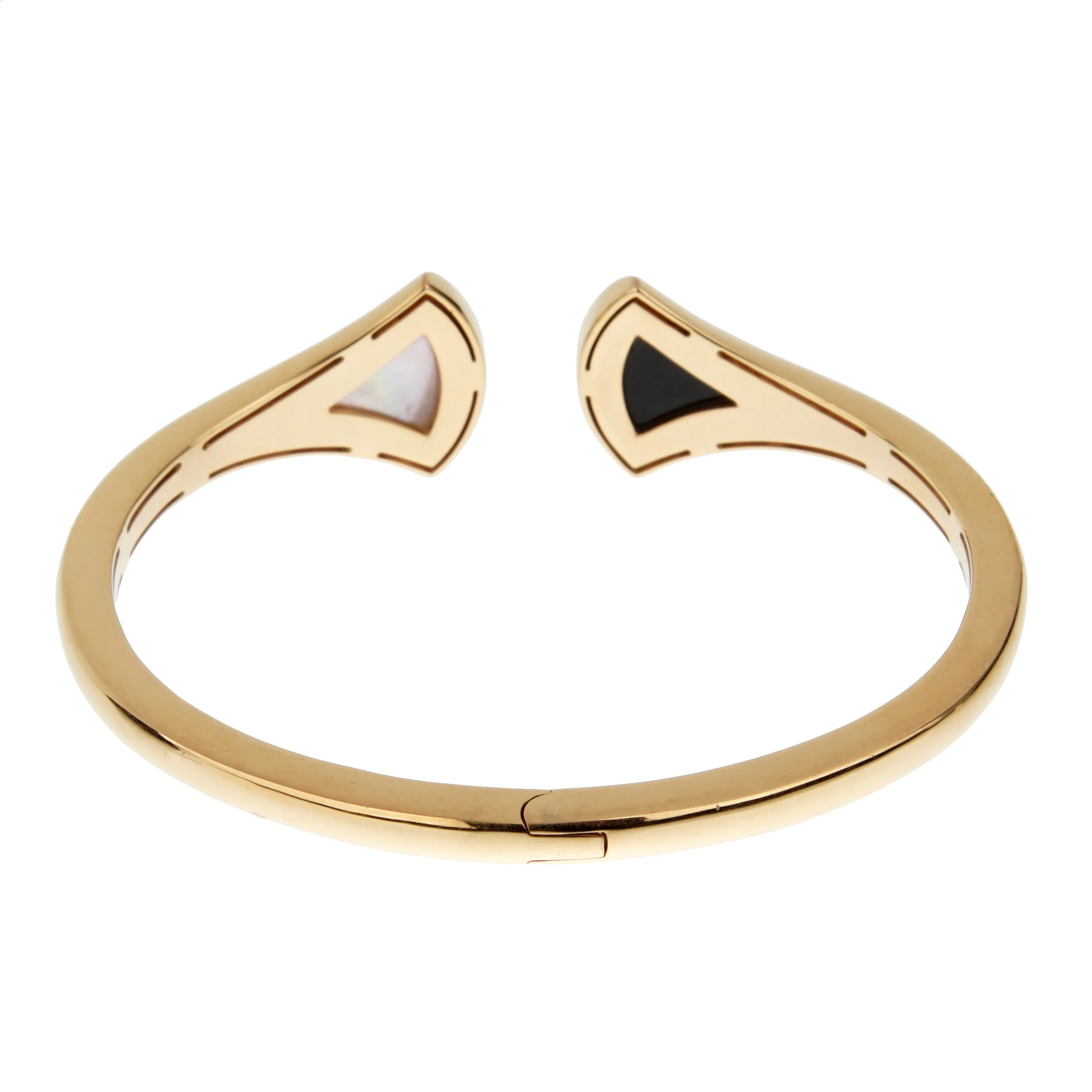 Bvlgari Divas Dream Onyx & Mother of Pearl 18k Rose Gold Cuff Bangle Bracelet