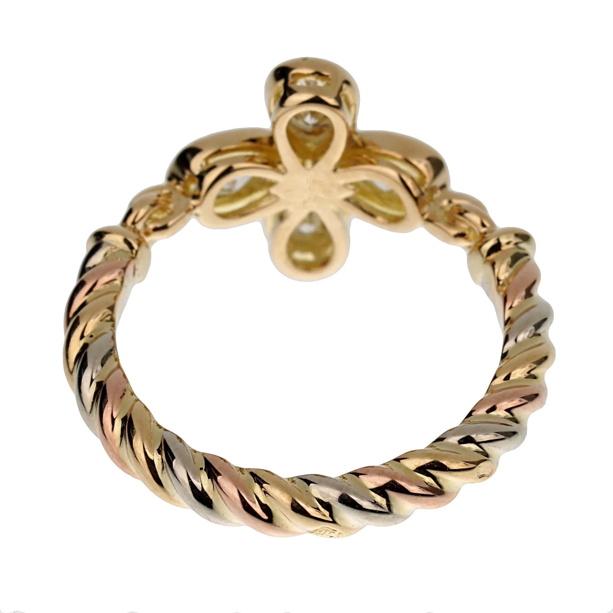 Cartier Tri Color 18k Gold Pear Shaped Diamond Cocktail Ring