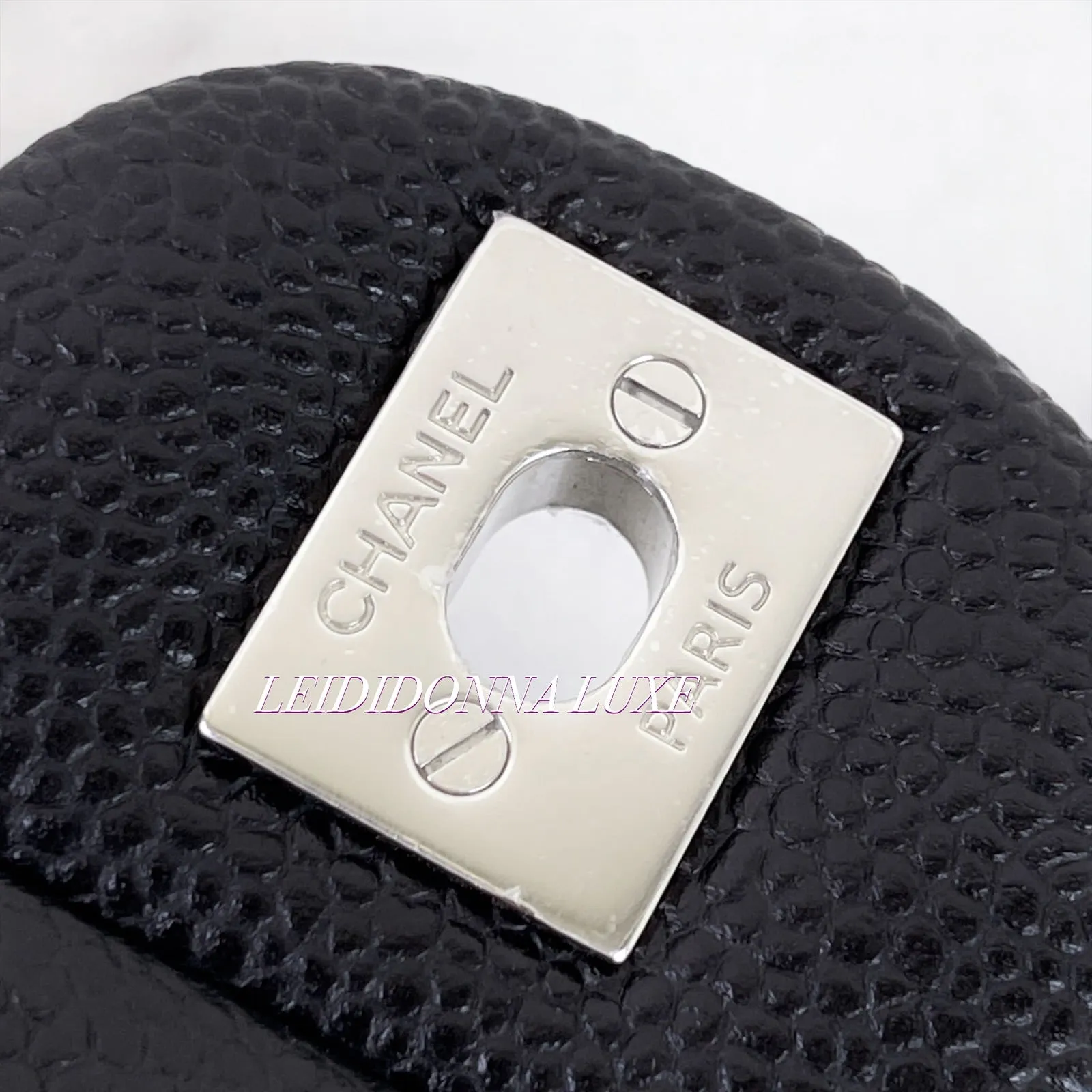 Chanel Jumbo Clutch on Chain Black Caviar/Grained Calfskin Leather, Silver-tone Hardware