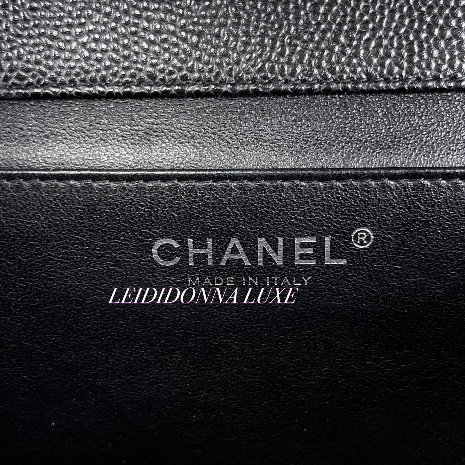 Chanel Jumbo Clutch on Chain Black Caviar/Grained Calfskin Leather, Silver-tone Hardware