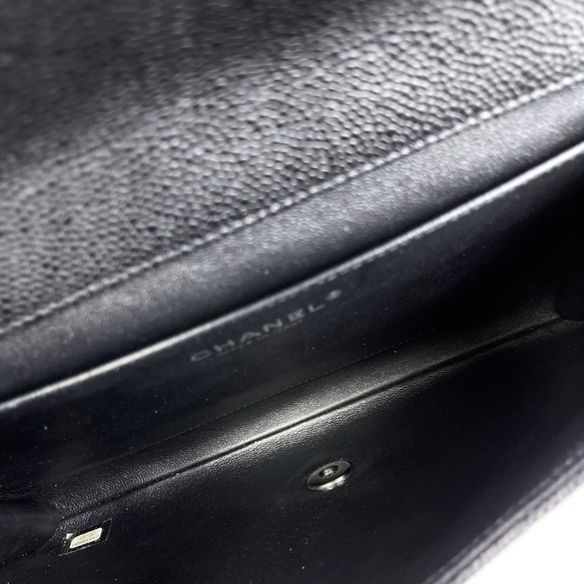 Chanel Jumbo Clutch on Chain Black Caviar/Grained Calfskin Leather, Silver-tone Hardware