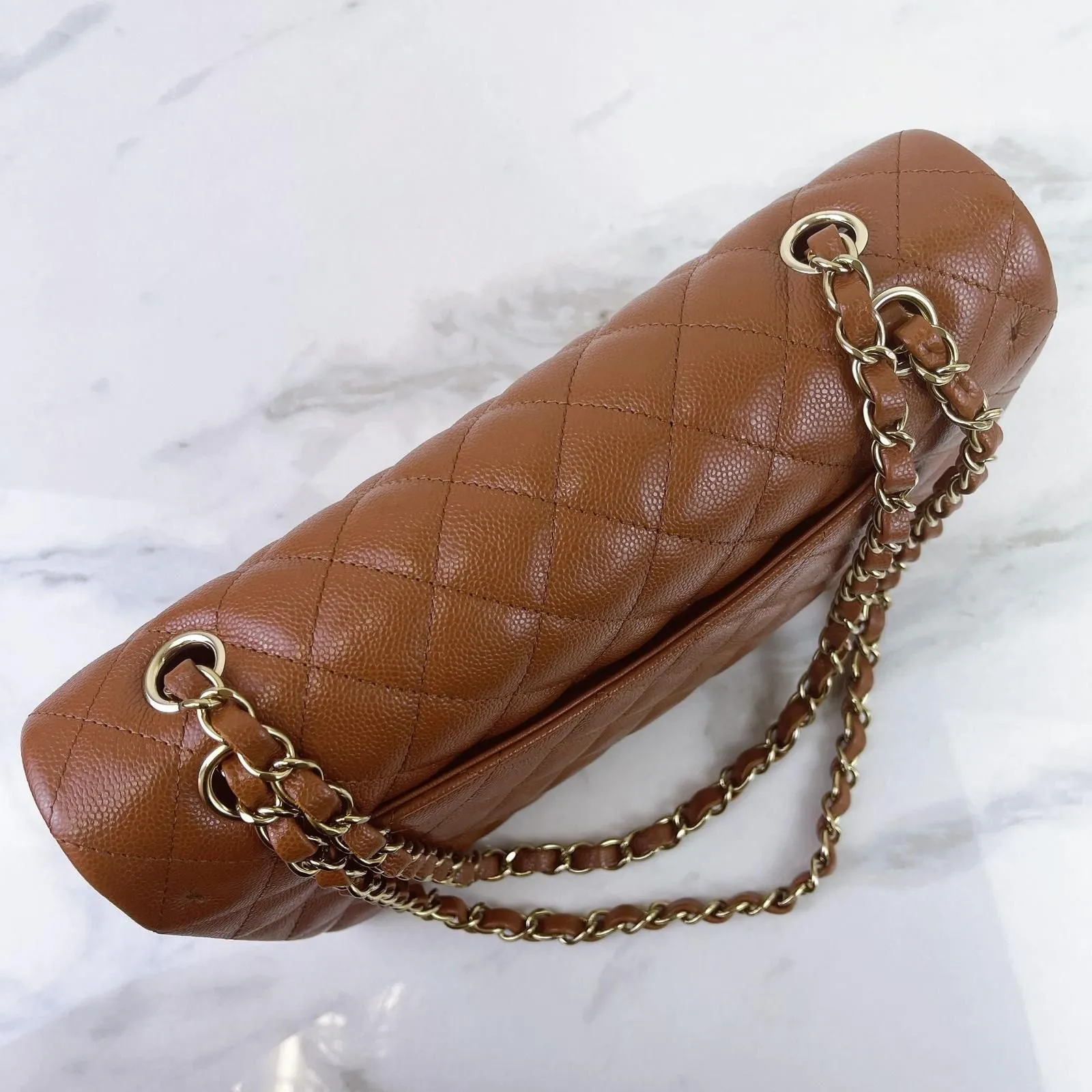 Chanel Timeless Classic Medium M/L 23A Caramel Caviar Leather Gold-tone Hardware