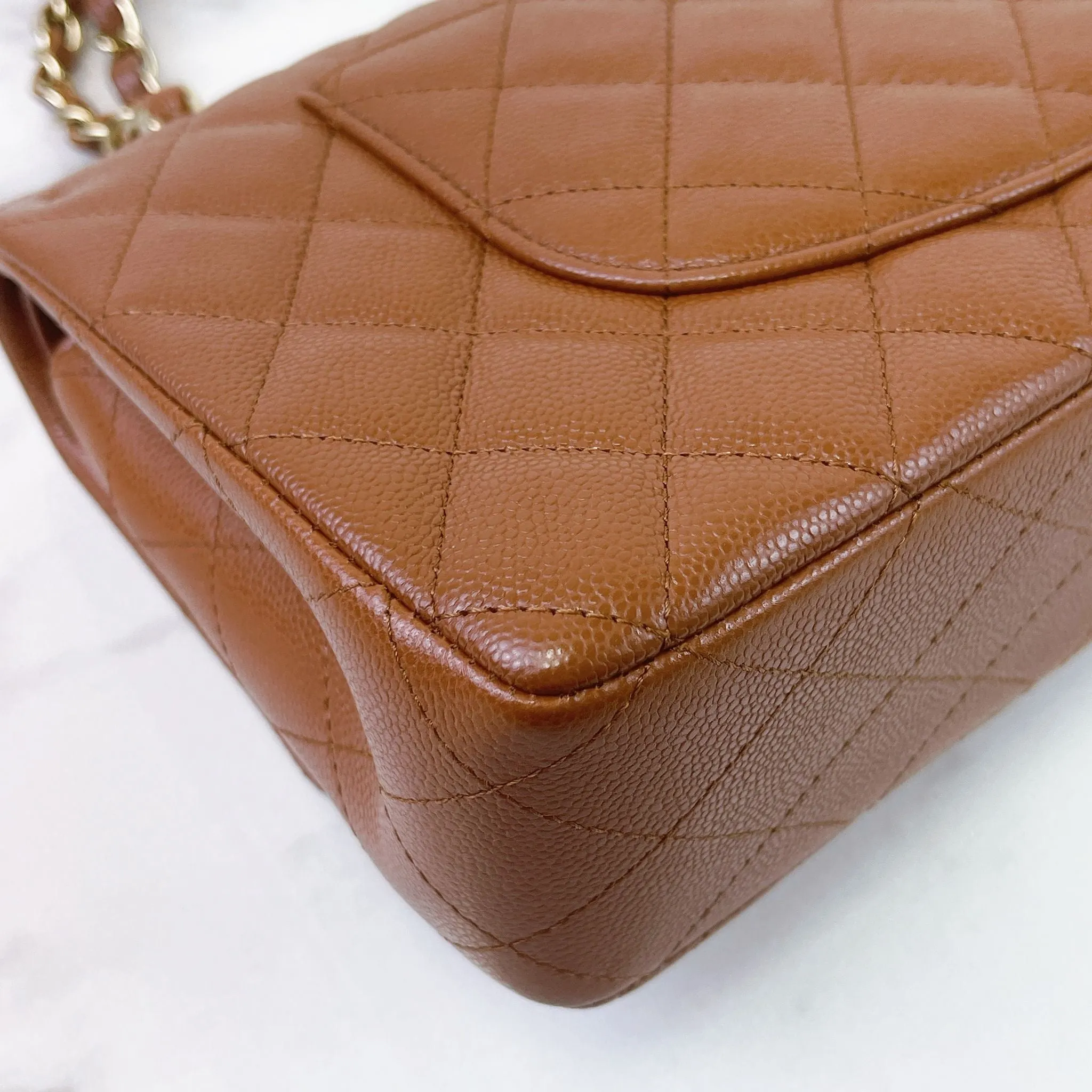 Chanel Timeless Classic Medium M/L 23A Caramel Caviar Leather Gold-tone Hardware