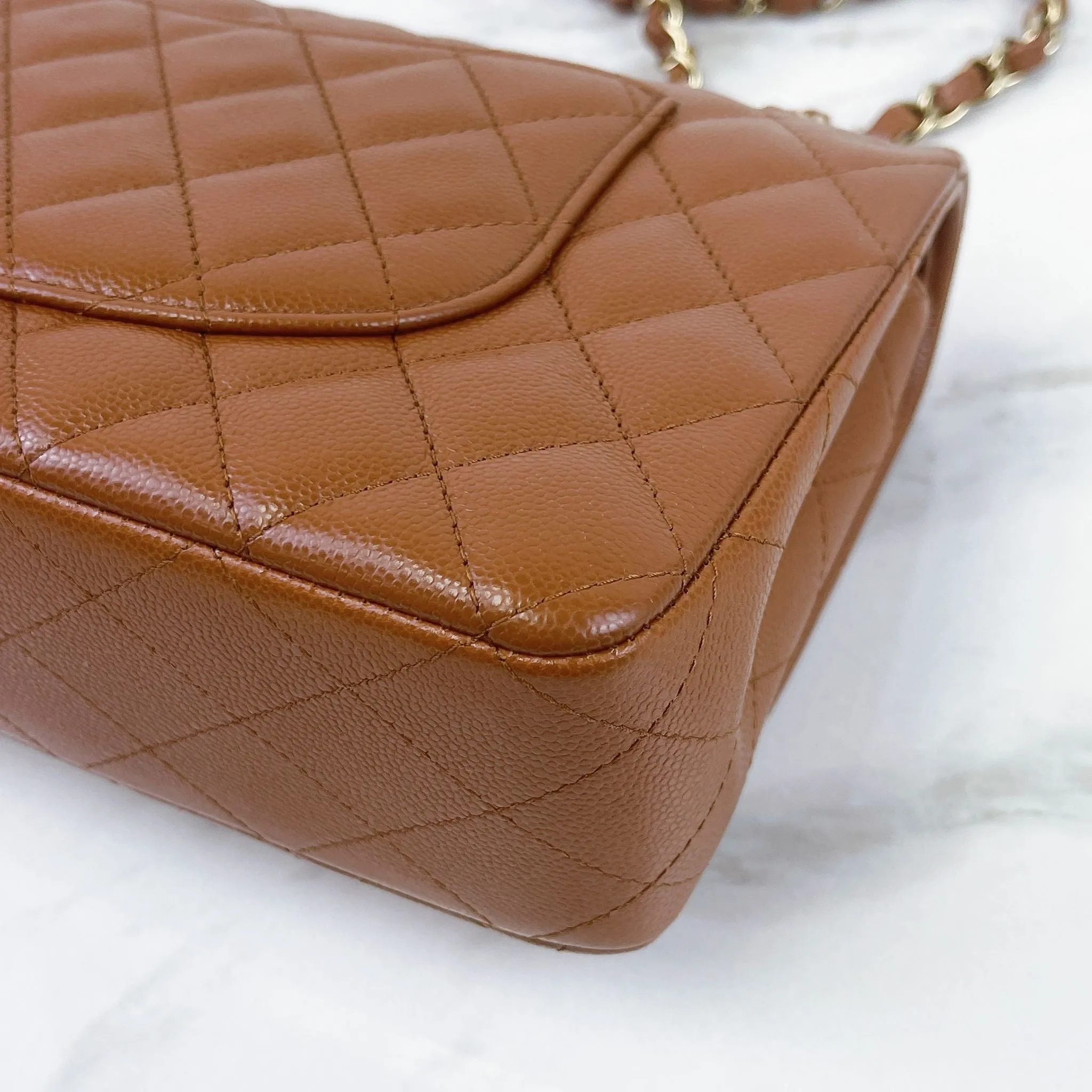Chanel Timeless Classic Medium M/L 23A Caramel Caviar Leather Gold-tone Hardware