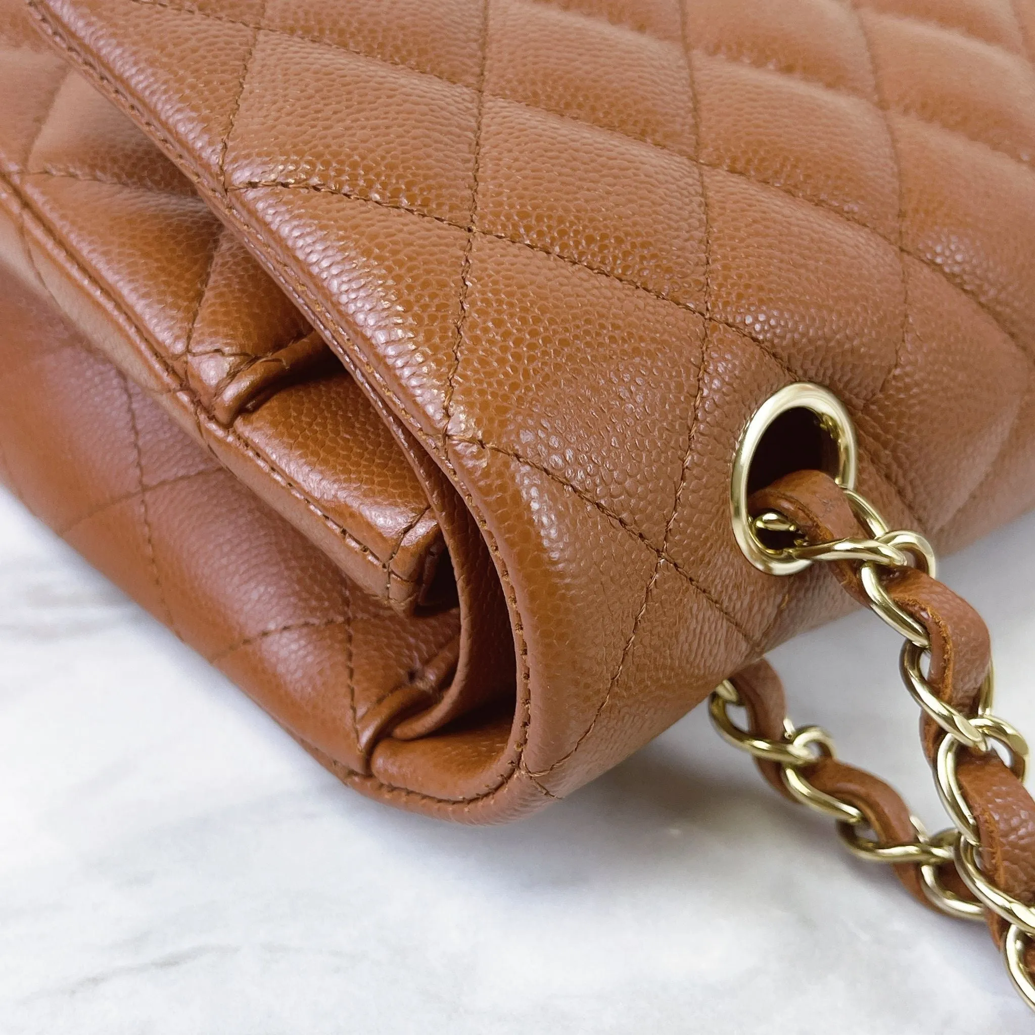 Chanel Timeless Classic Medium M/L 23A Caramel Caviar Leather Gold-tone Hardware