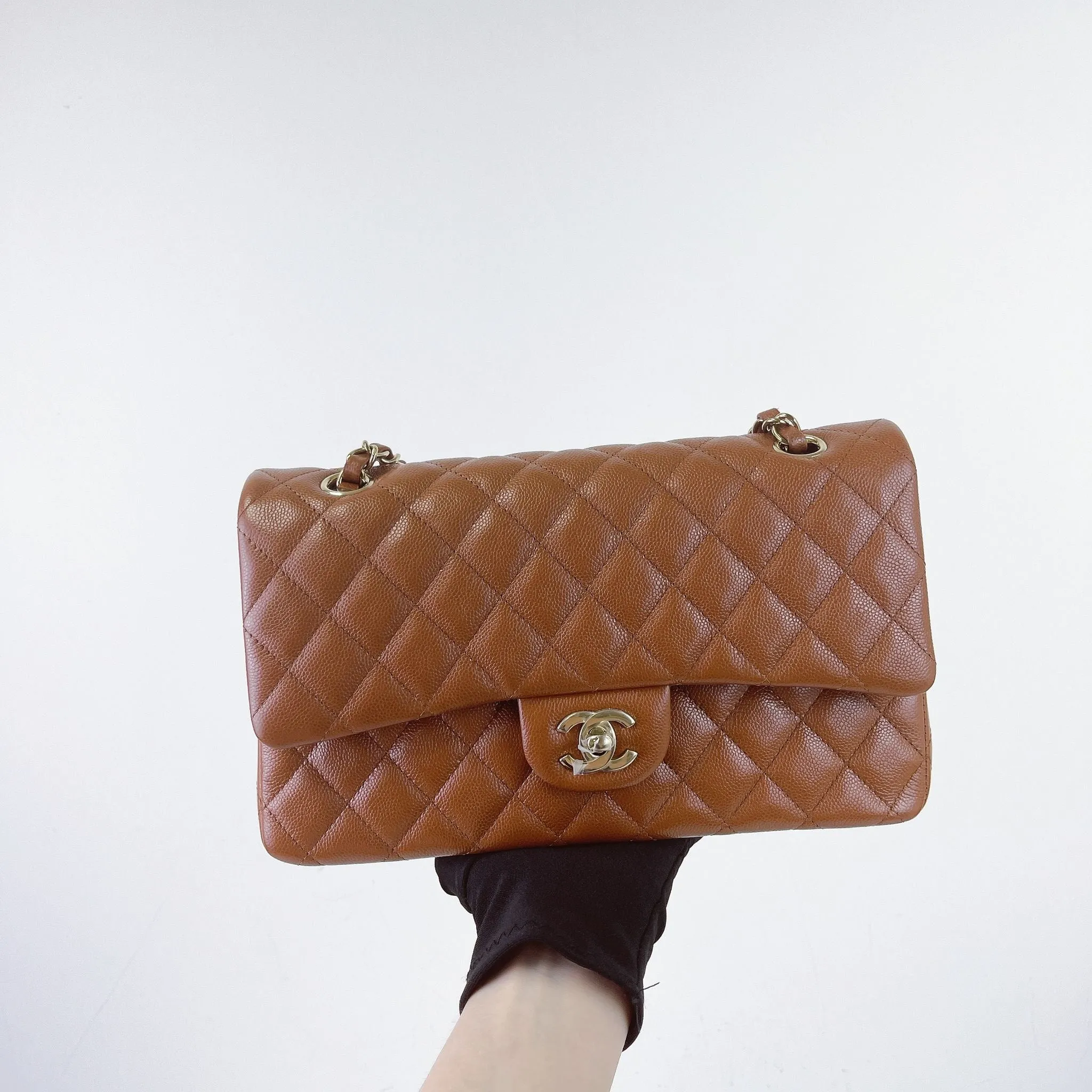 Chanel Timeless Classic Medium M/L 23A Caramel Caviar Leather Gold-tone Hardware
