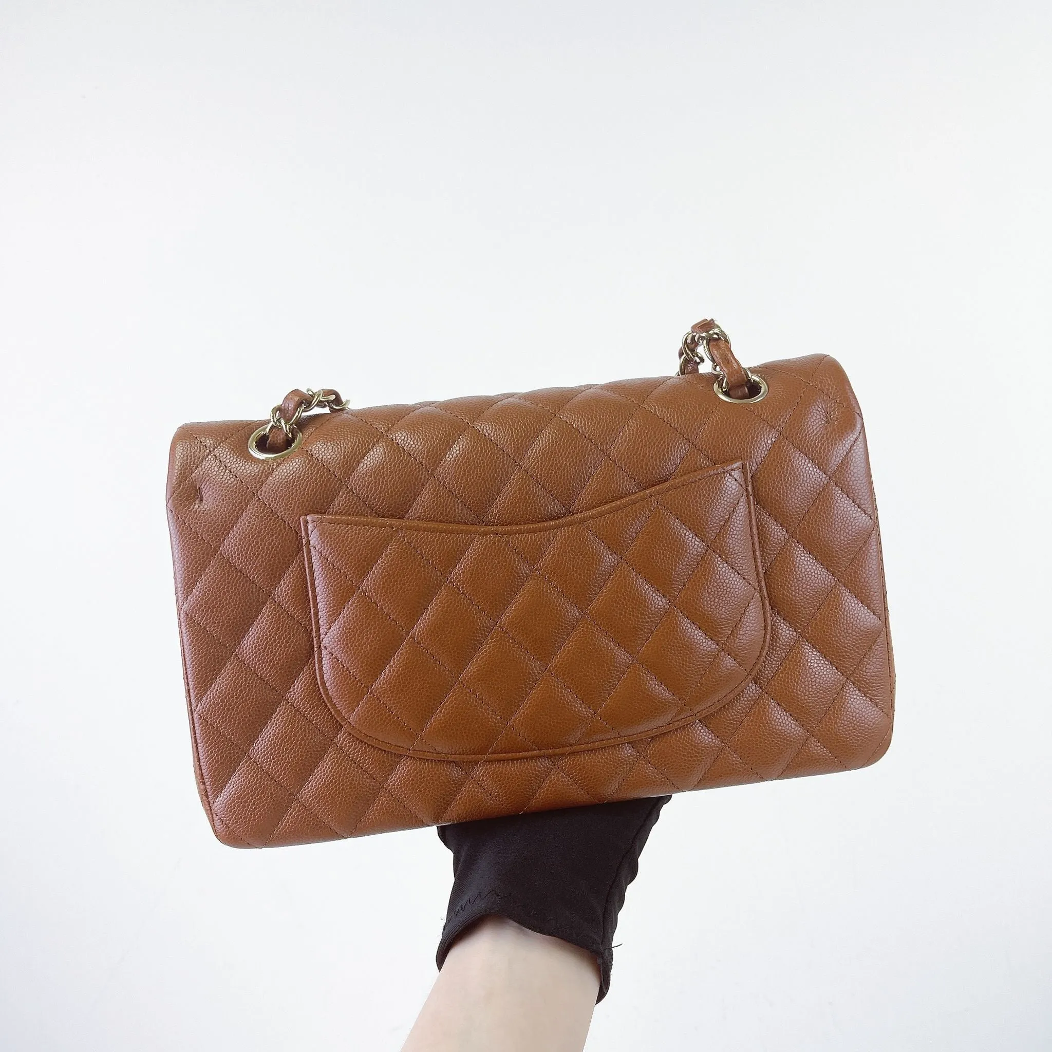 Chanel Timeless Classic Medium M/L 23A Caramel Caviar Leather Gold-tone Hardware