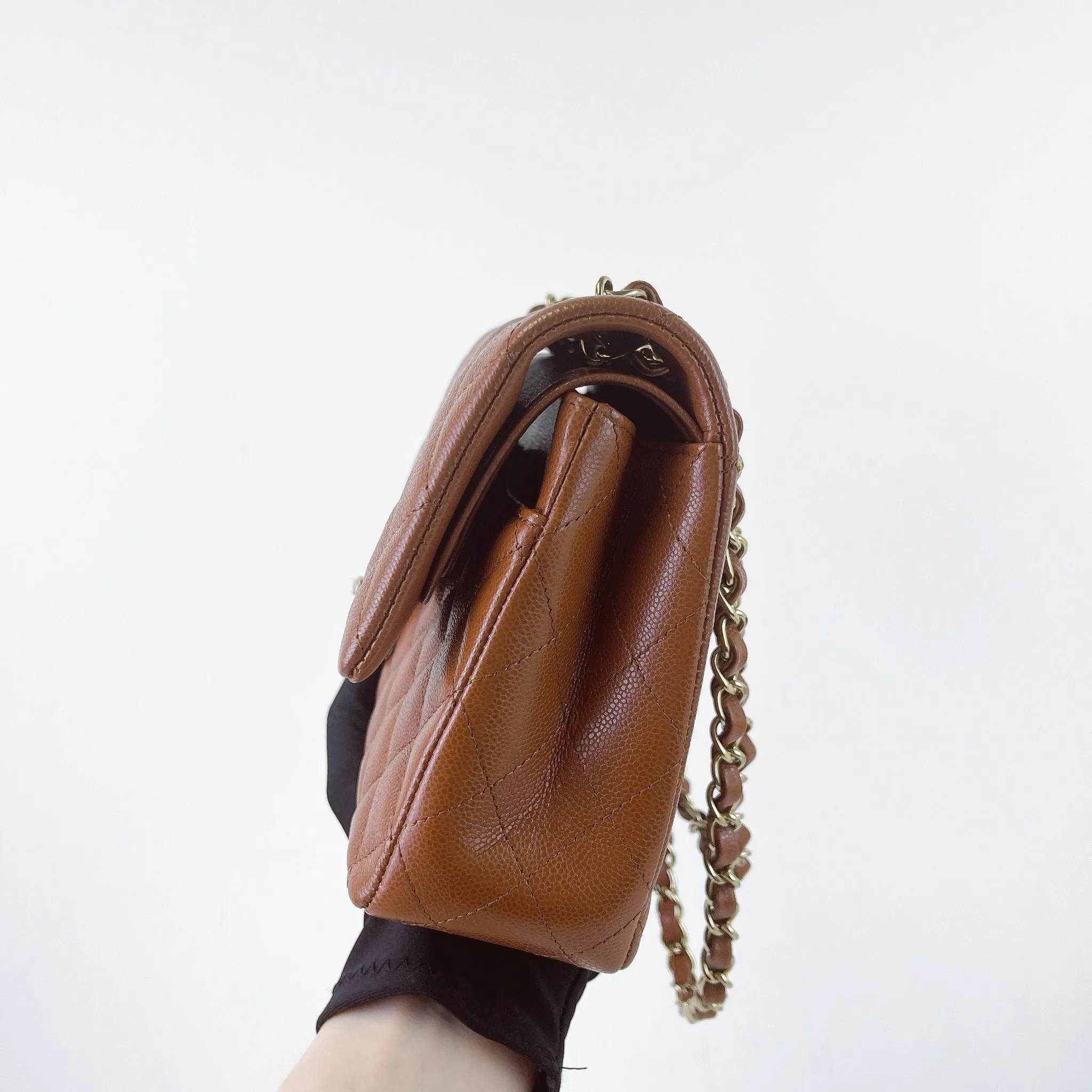 Chanel Timeless Classic Medium M/L 23A Caramel Caviar Leather Gold-tone Hardware