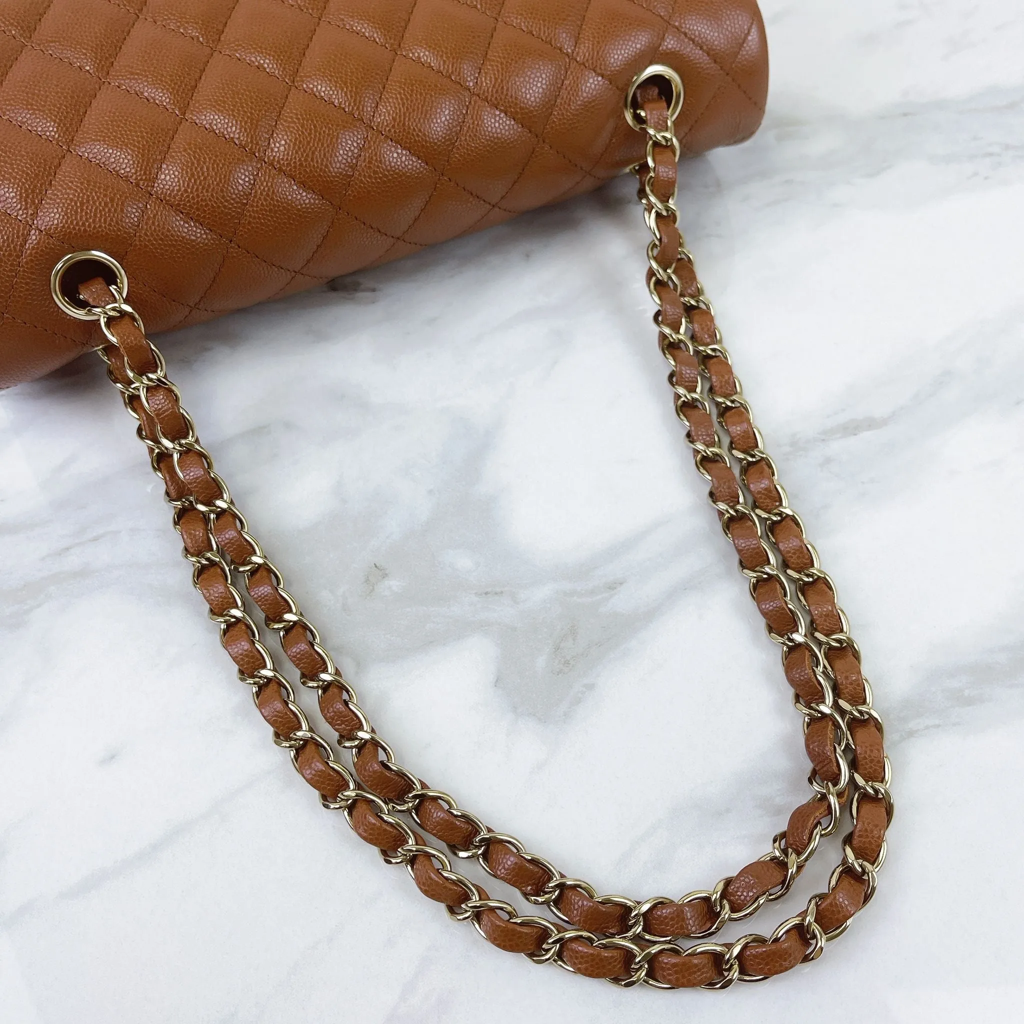 Chanel Timeless Classic Medium M/L 23A Caramel Caviar Leather Gold-tone Hardware